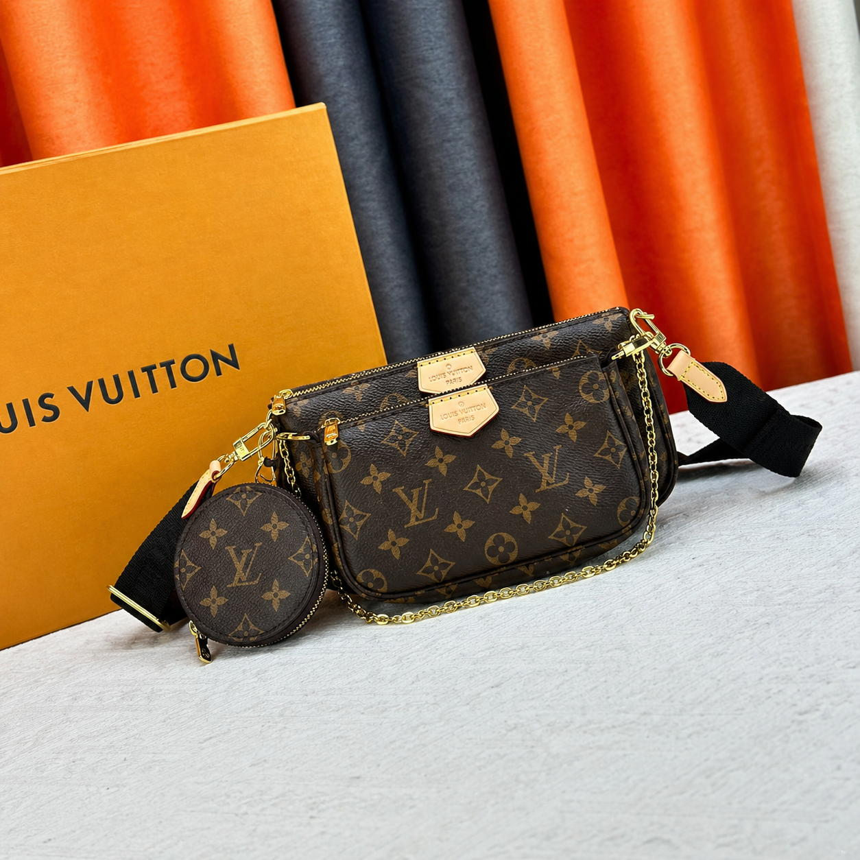 Louis Vuitton Multi Pochette Accessoires with Classic Black Strap