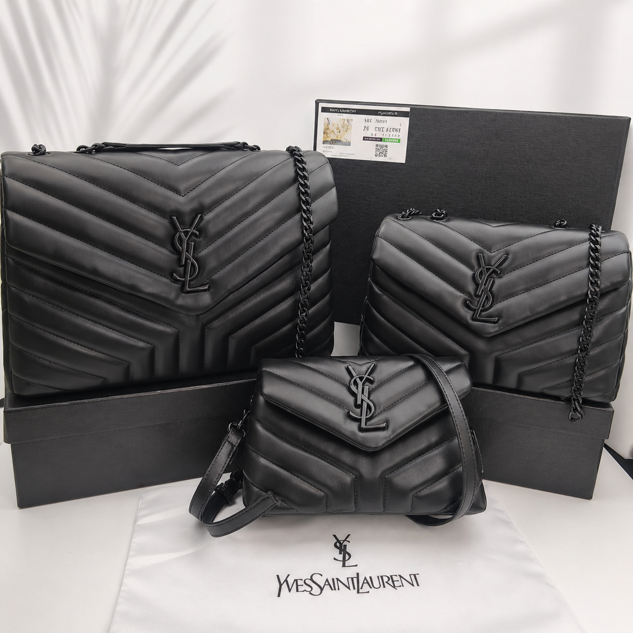 Saint Laurent YSL Loulou Black Quilted Leather Bag with Black Hardware