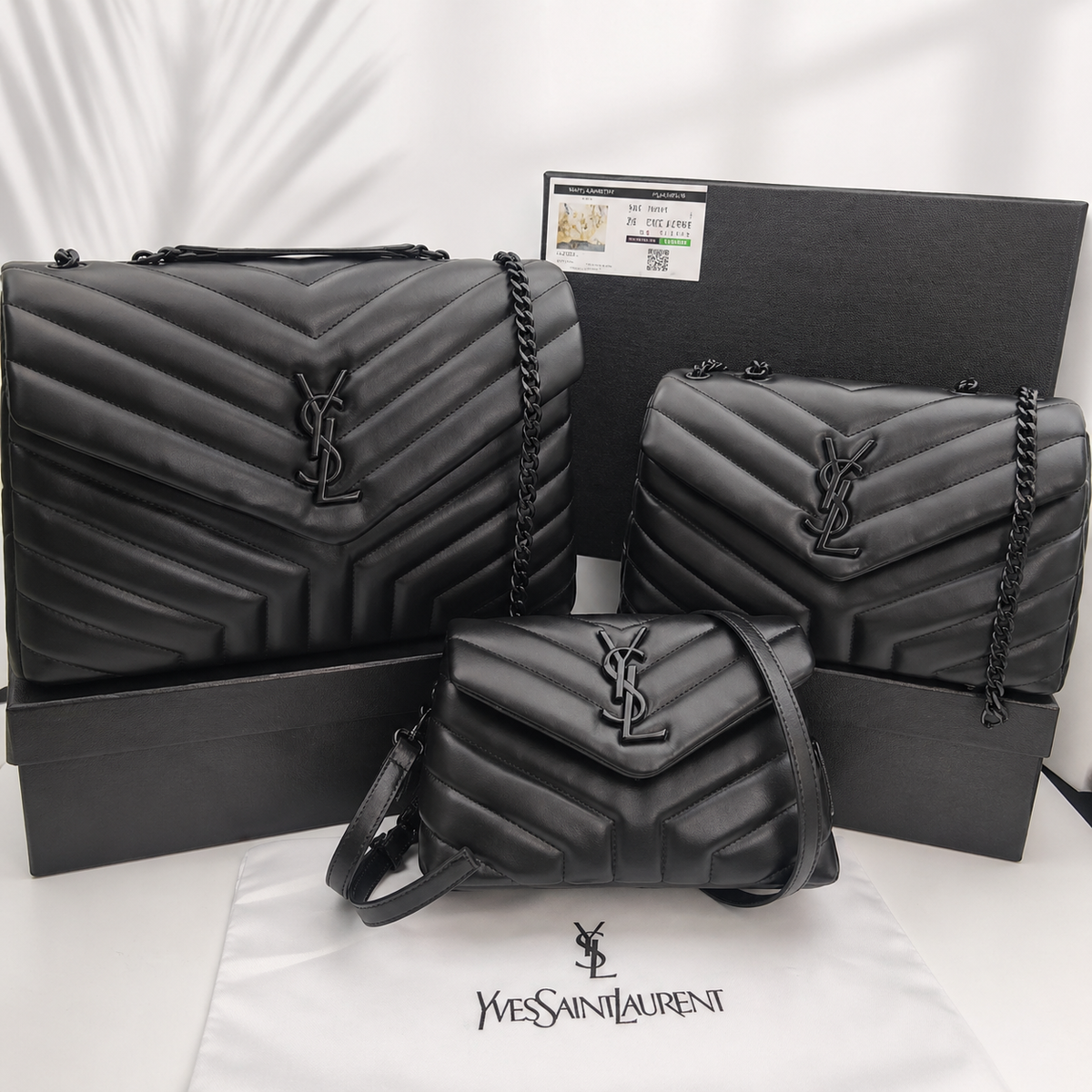 Saint Laurent YSL Loulou Black Quilted Leather Bag with Black Hardware