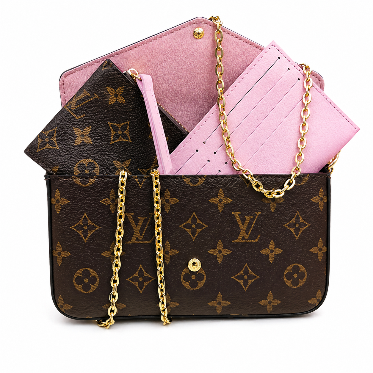 Louis Vuitton Pochette Félicie Monogram with Pink Interior