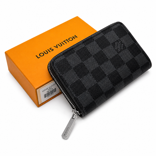 LV Monochrome Checkered Zip-Around Wallet