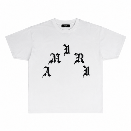 Amiri Gothic Arched Logo White T-Shirt - Premium Luxury Designer Streetwear