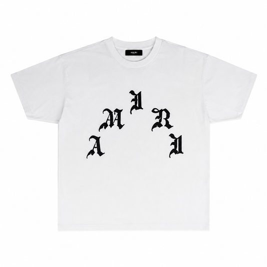 Amiri Gothic Arched Logo White T-Shirt - Premium Luxury Designer Streetwear