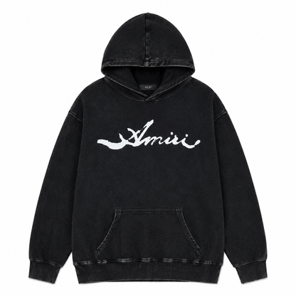 Amiri Core Logo Washed Black Hoodie - Premium Luxury Streetwear Pullover
