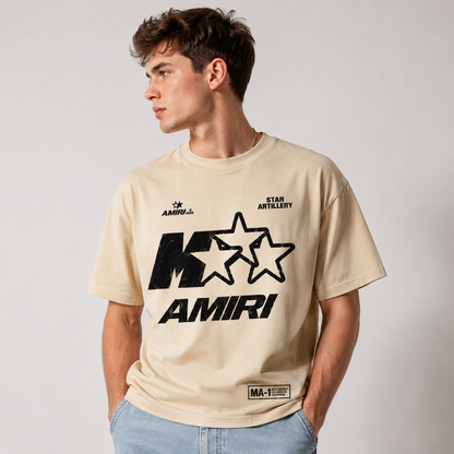 Amiri Star Graphic Beige T-Shirt - Premium Luxury Designer Streetwear