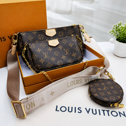Louis Vuitton Multi Pochette Accessoires with Elegant Beige Strap