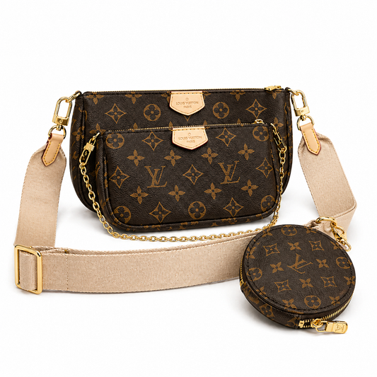 Louis Vuitton Multi Pochette Accessoires with Elegant Beige Strap