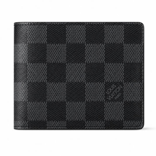 LV Damier Inspired Black Grid Executive Wallet