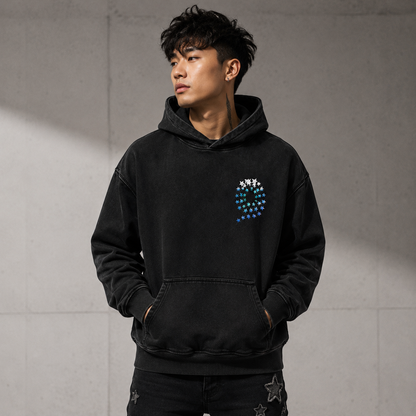 Amiri Embroidered Crest Washed Black Hoodie - Luxury Designer Streetwear Pullover