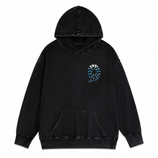 Amiri Embroidered Crest Washed Black Hoodie - Luxury Designer Streetwear Pullover