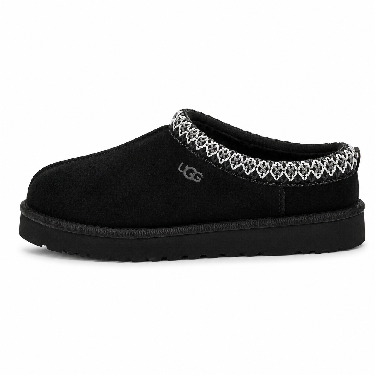 UGG Tasman Midnight Black Embroidered Slippers