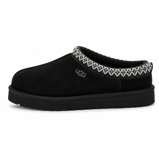 UGG Tasman Midnight Black Embroidered Slippers