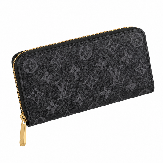 LV Essential Long Zip-Around Wallet - Black Floral Edition