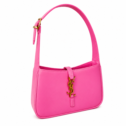 Saint Laurent YSL Le 5 à 7 Vibrant Pink Leather Bag with Gold Hardware