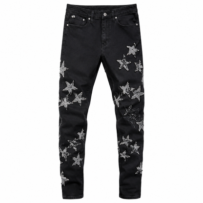 Amiri Black Star-Applique Slim Fit Jeans - Luxury Designer Streetwear Denim