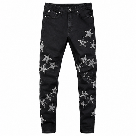 Amiri Black Star-Applique Slim Fit Jeans - Luxury Designer Streetwear Denim