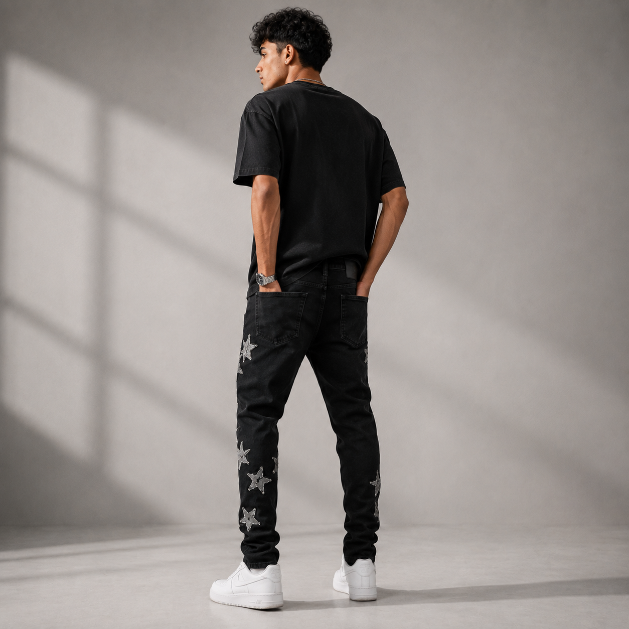 Amiri Black Star-Applique Slim Fit Jeans - Luxury Designer Streetwear Denim