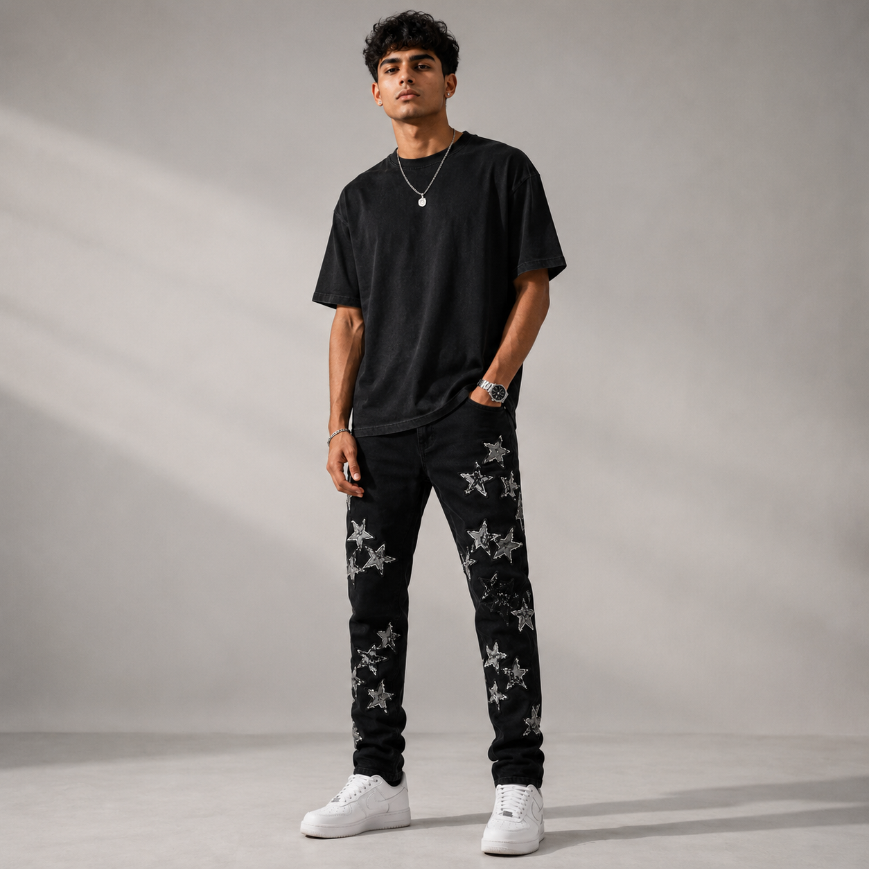 Amiri Black Star-Applique Slim Fit Jeans - Luxury Designer Streetwear Denim