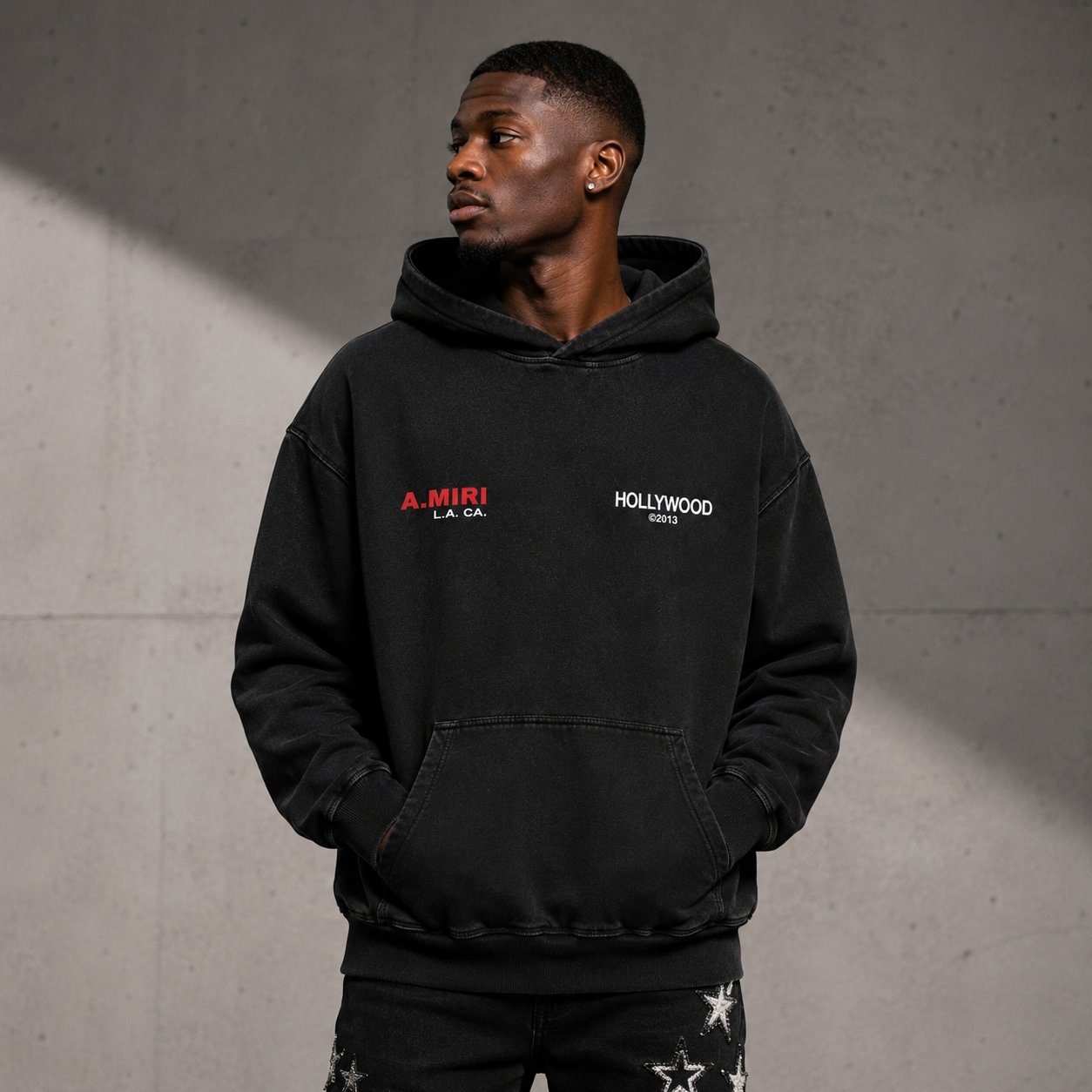 Amiri Dual Chest Logo Washed Black Hoodie - Premium Luxury Streetwear Pullover