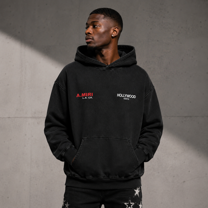 Amiri Dual Chest Logo Washed Black Hoodie - Premium Luxury Streetwear Pullover