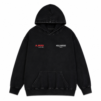 Amiri Dual Chest Logo Washed Black Hoodie - Premium Luxury Streetwear Pullover