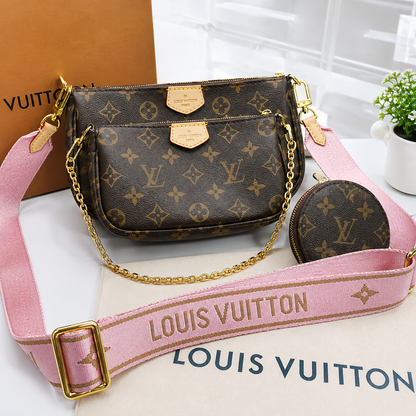 Louis Vuitton Multi Pochette Accessoires with Pastel Pink Strap