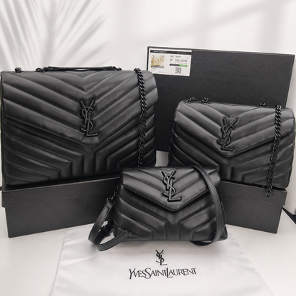 Saint Laurent YSL Loulou Black Quilted Leather Bag with Black Hardware