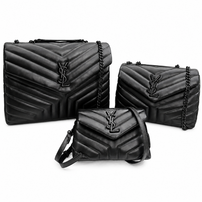 Saint Laurent YSL Loulou Black Quilted Leather Bag with Black Hardware