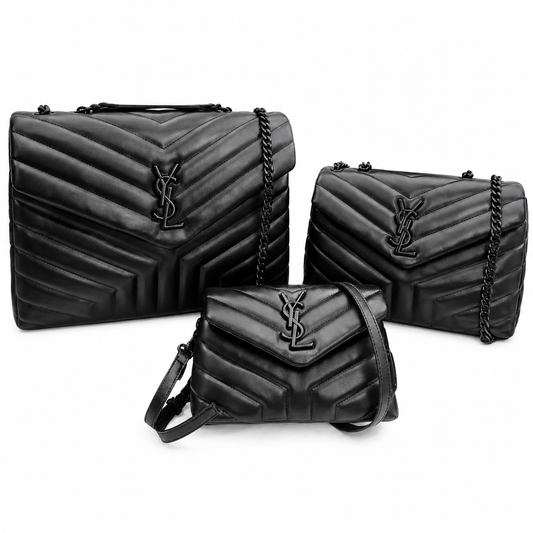 Saint Laurent YSL Loulou Black Quilted Leather Bag with Black Hardware