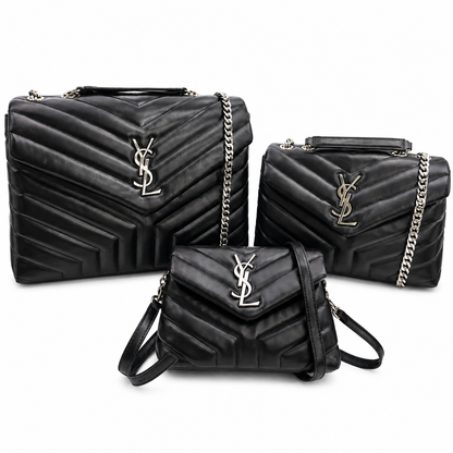 Saint Laurent YSL Loulou Black Quilted Leather Bag with Silver Hardware
