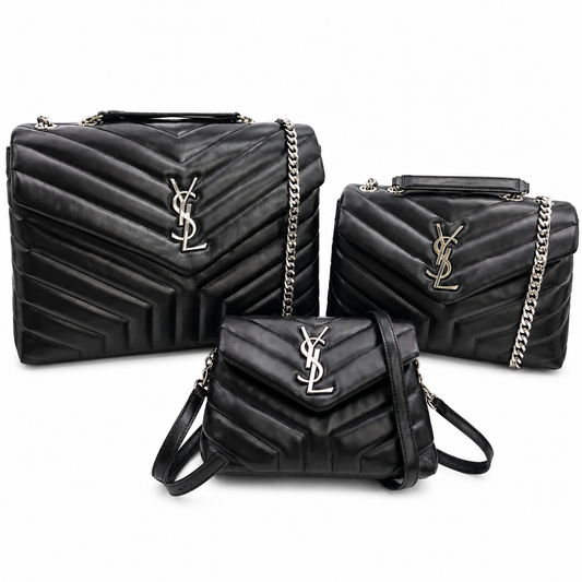 Saint Laurent YSL Loulou Black Quilted Leather Bag with Silver Hardware