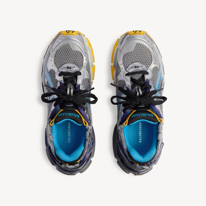 Men's Runner Sneaker in Grey/blue/orange/aqua