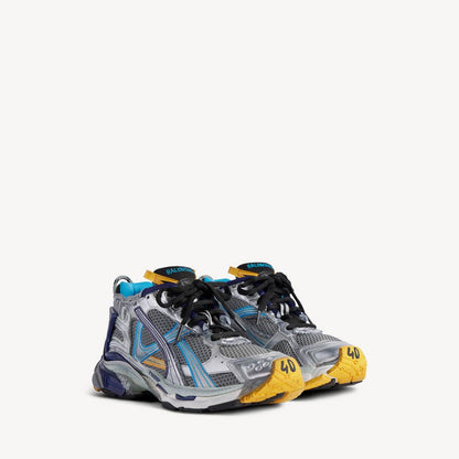 Men's Runner Sneaker in Grey/blue/orange/aqua