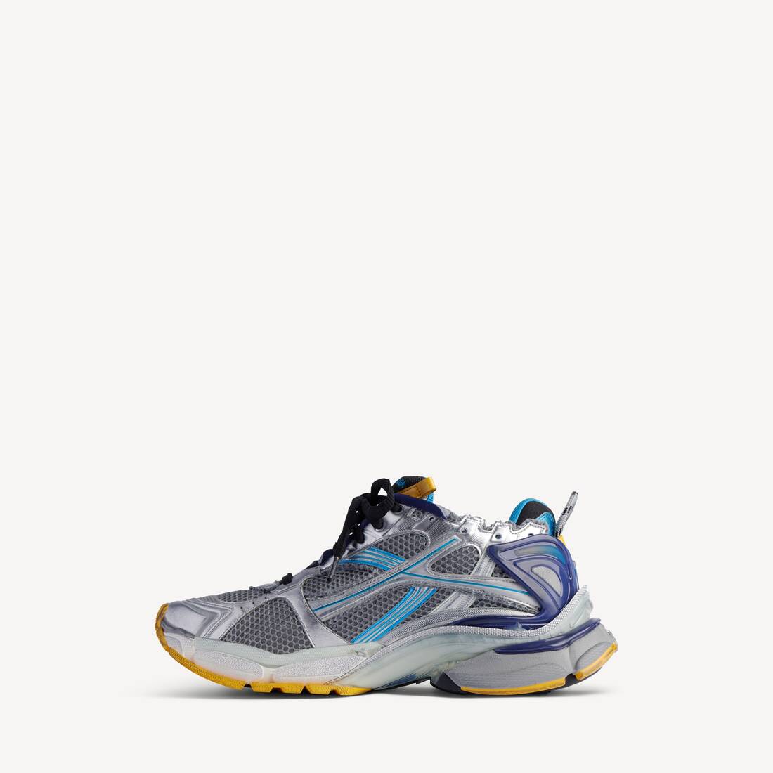 Men's Runner Sneaker in Grey/blue/orange/aqua