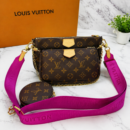 Louis Vuitton Multi Pochette Accessoires with Rose Pink Strap