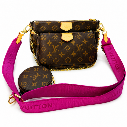 Louis Vuitton Multi Pochette Accessoires with Rose Pink Strap