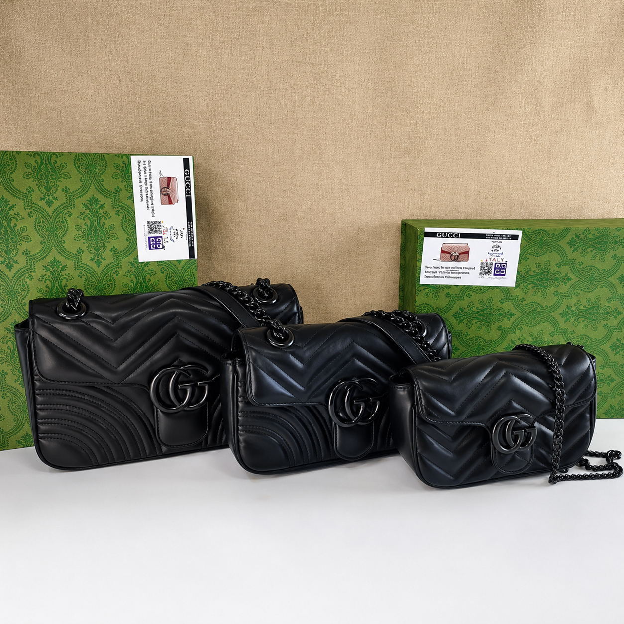 Gucci GG Marmont Black Matelassé Leather Bag with Matte Medium Black Hardware