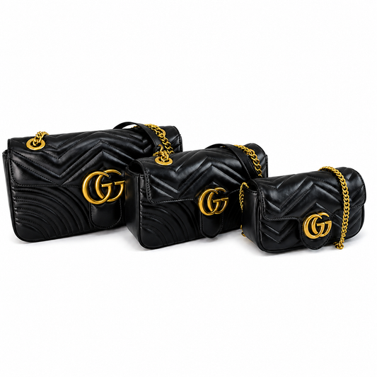 Gucci GG Marmont Black Matelassé Leather Bag with Gold Hardware