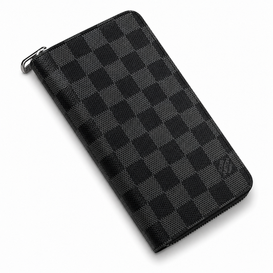 LV Textured Checkered Long Wallet - Stealth Edition
