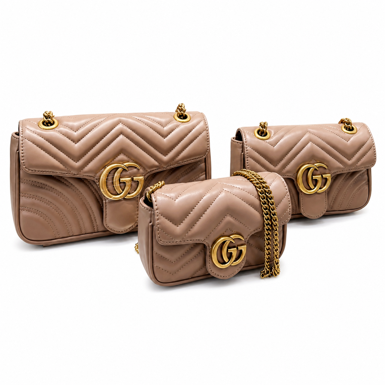 Gucci GG Marmont Grey Matelassé Leather Bag with Mini Gold Hardware