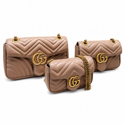 Gucci GG Marmont Grey Matelassé Leather Bag with Mini Gold Hardware