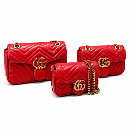 Gucci GG Marmont Vibrant Red Matelassé Bag with Gold Hardware