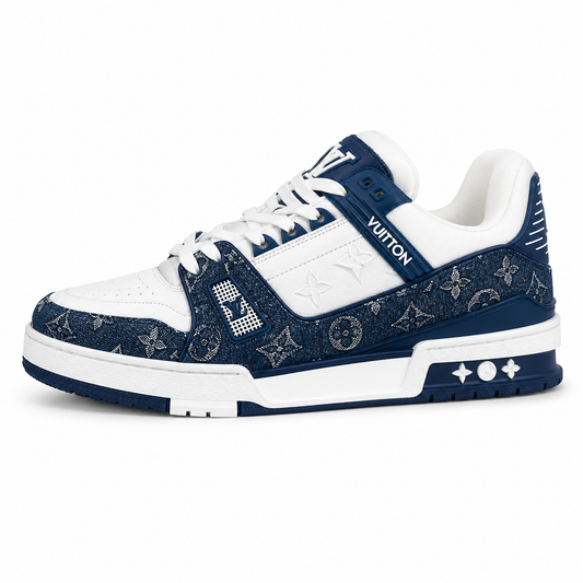 LV Monogram Denim Blue Trainer Sneakers