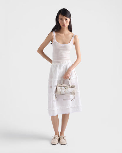 Prada Bonnie small printed linen and leather handbag