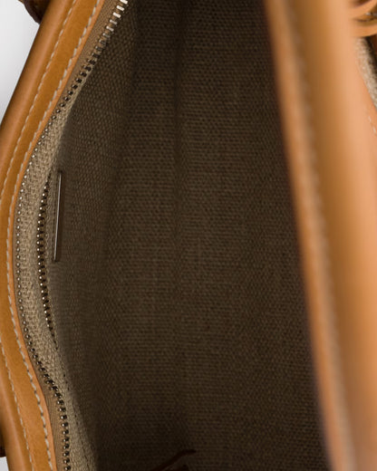 Prada Bonnie medium linen and leather handbag