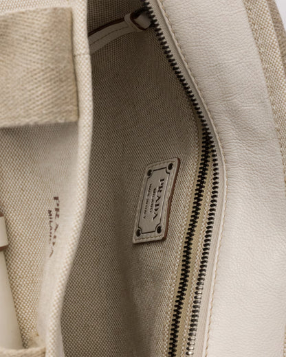 Prada Route large canvas and leather tote bag