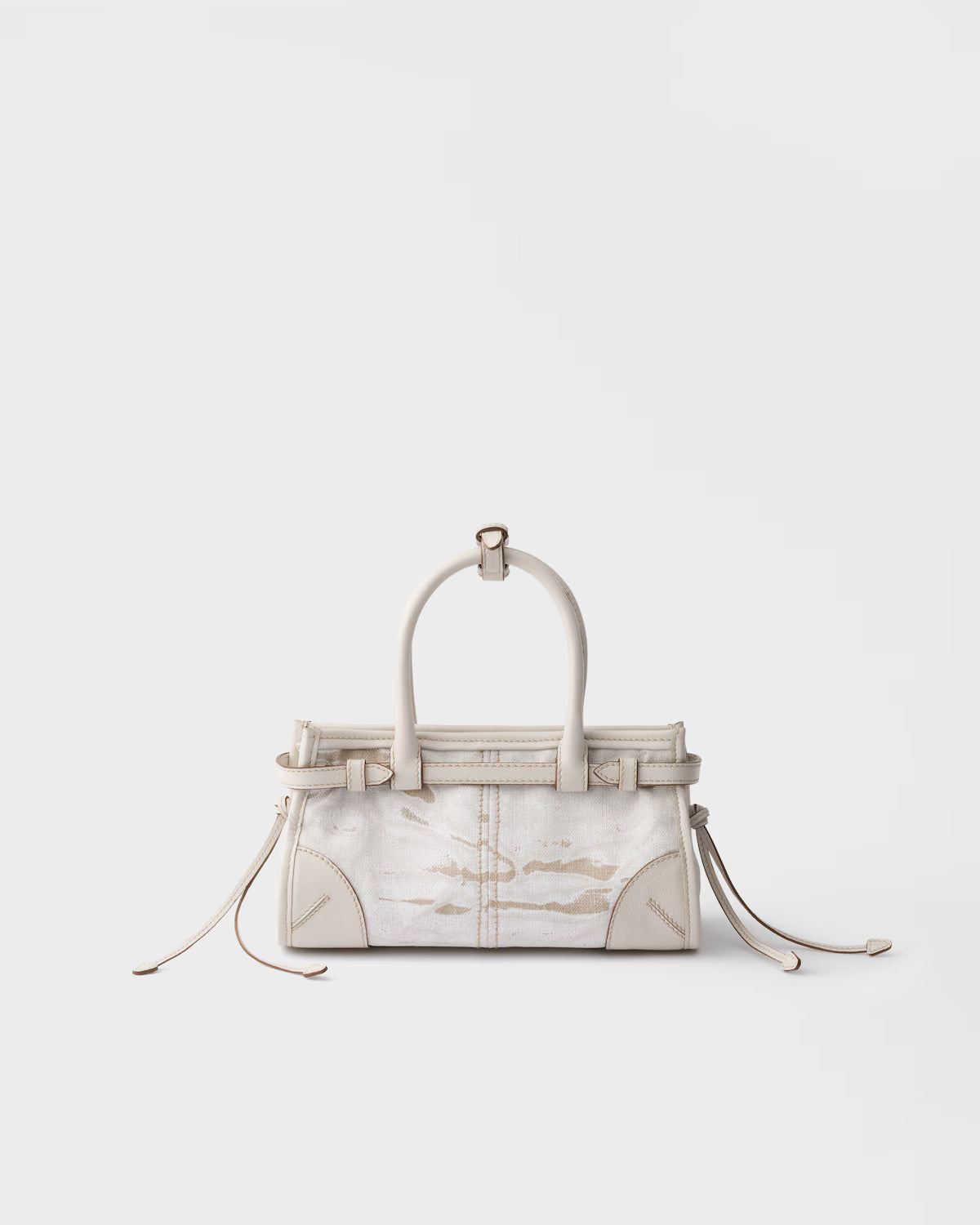 Prada Bonnie small printed linen and leather handbag
